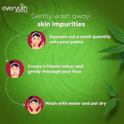 Everyuth Naturals Purifying Neem Face Wash|Antibacterial Neem & Tea Tree Oil|Hydrated, Clear & Healthy Skin|Paraben free|100% Soap Free|Oily, Dry, Normal, Combination & Sensitive Skin 50G