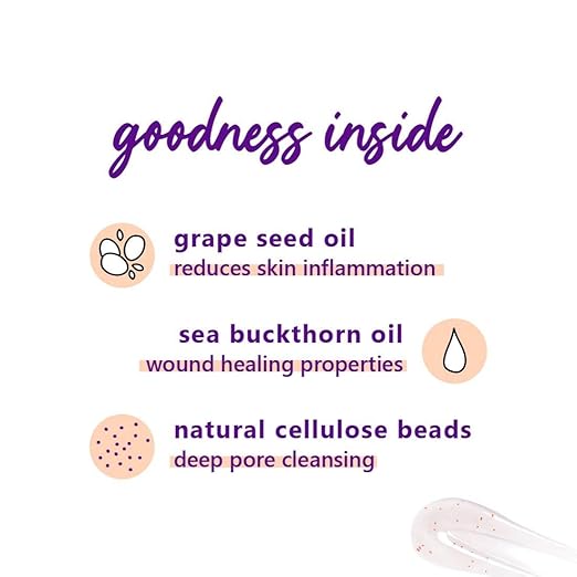 Plum Grape Seed & Sea Buckthorn Mild Foam Scrub | For Acne-Prone, Very Dry, Extremely Sensitive Skin | Gentle Exfoliation | 100% Vegan | Paraben Free | 75gms