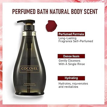 COCOVEL Enchanting Charm Perfumed Shower Gel With Macadamia Ternifolia Seed Oil, Aloe Barbadensis Leaf Juice, Unique Perfume Formula Lasting Taste Skin Conditioners, Improve Skin Texture，380ML