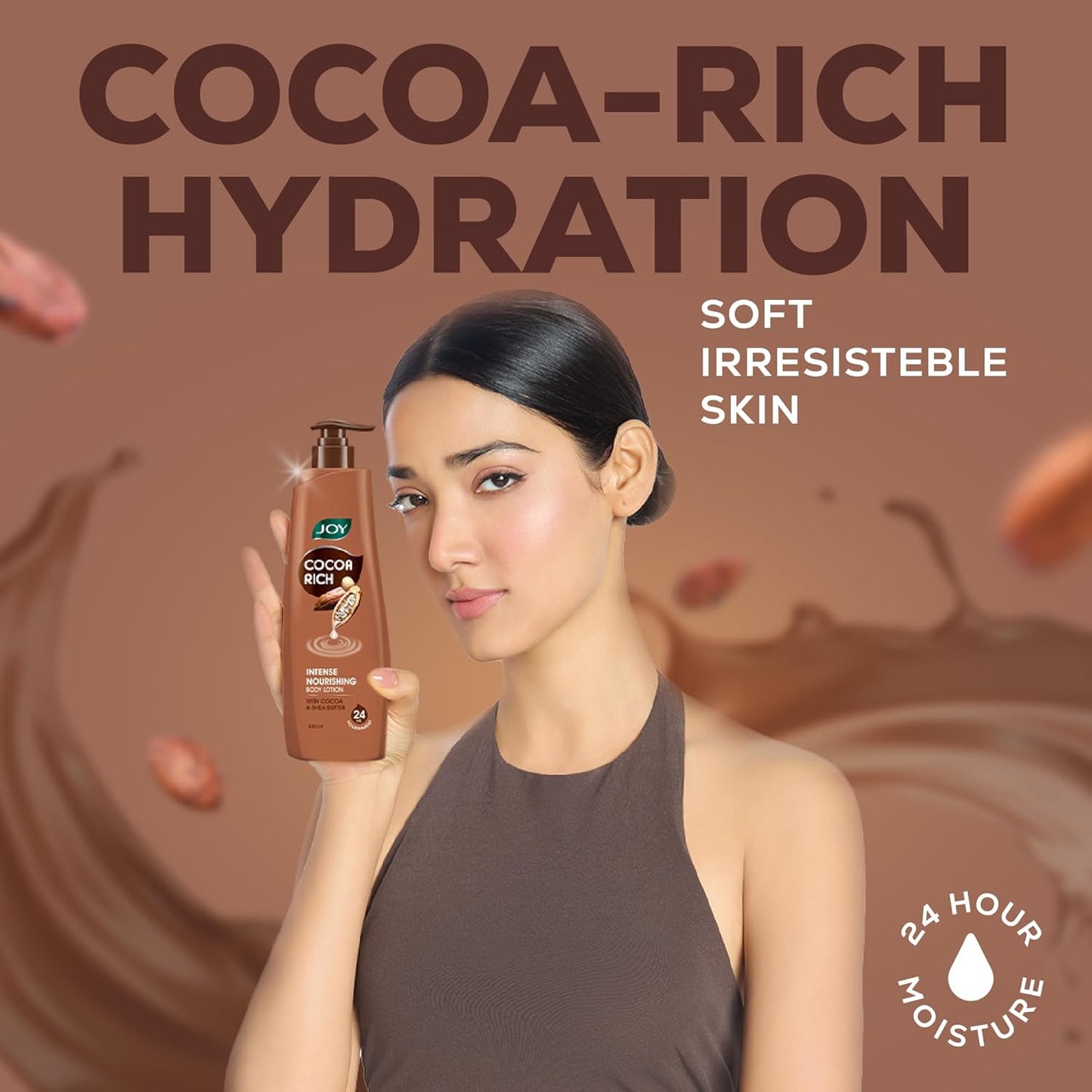 Joy Cocoa Rich Intense Nourishing Body Lotion (400ml) | 24 Hour Nourishment | With Shea Butter & Cocoa Butter | Suitable for Normal to Dry Skin | Non Sticky & Non Greasy Lightweight Body Lotion