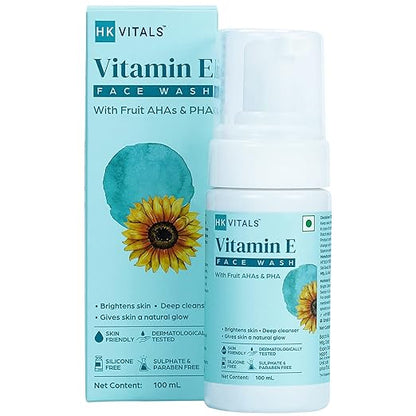 HK VITALS by HealthKart Vitamin E Face Wash for Women & Men, Deeply Cleanses & Brightens Skin, All Skin Types, 100 ml