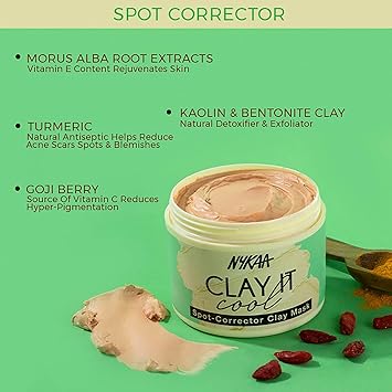 Nykaa Clay Mask-Paraben & SLS/SLES Free with 100% Natural Botanical Extracts (Spot Corrector)