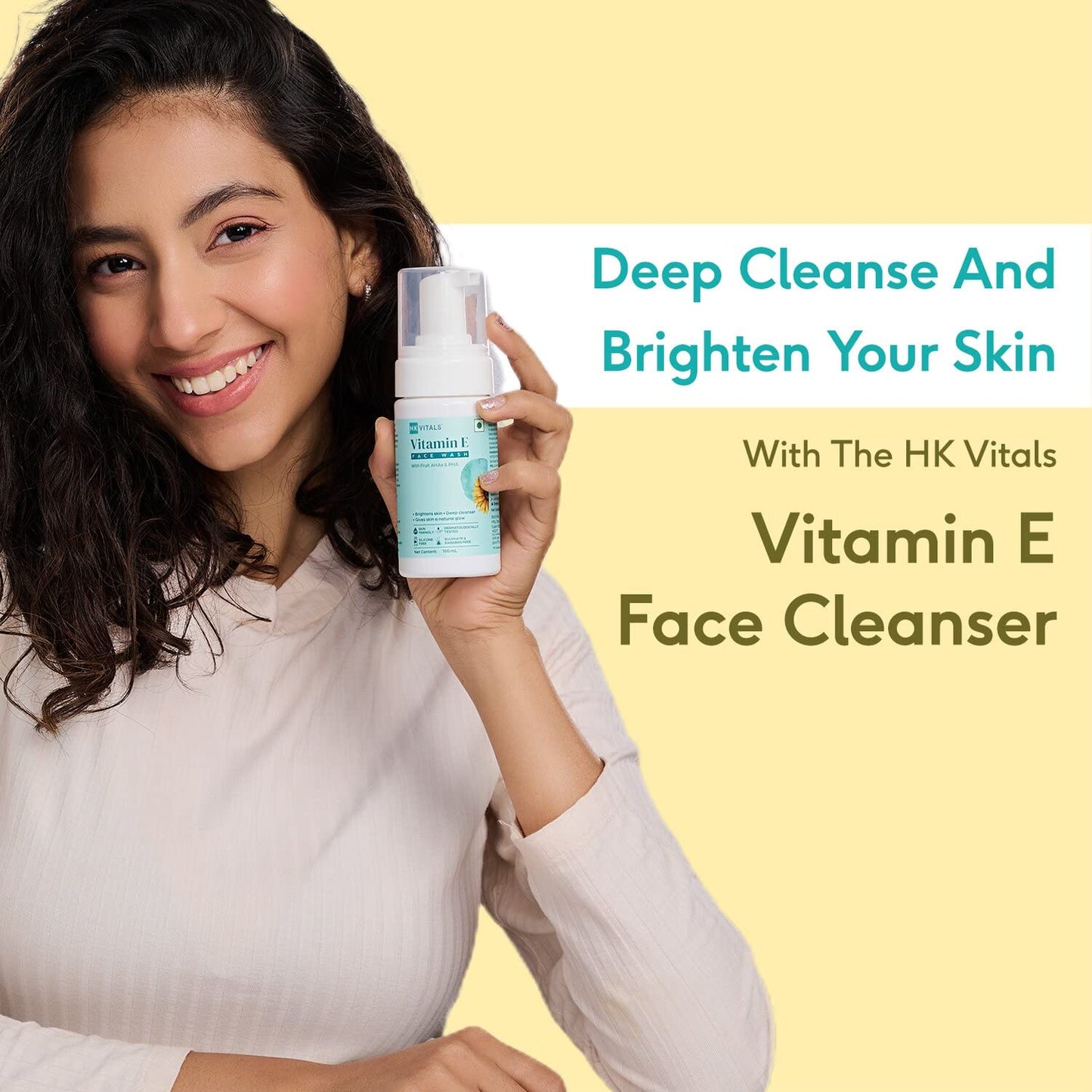 HK VITALS by HealthKart Vitamin E Face Wash for Women & Men, Deeply Cleanses & Brightens Skin, All Skin Types, 100 ml