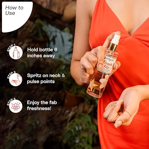 Pilgrim French Kiss Body Mist (Vanilla with starfruit)| Vanilla body mist for women long lasting| Sensual fragrance | Body spray| Romance perfume for women| Designed in France| 150 ml