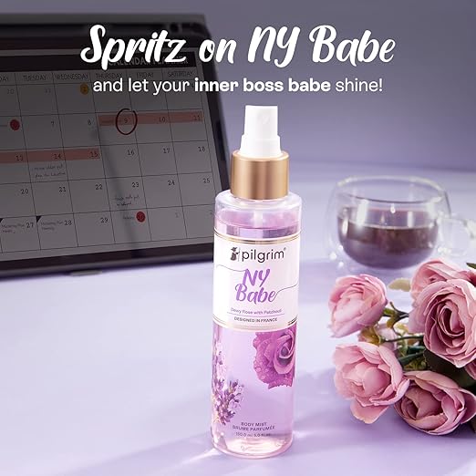 Pilgrim NY Babe Body Mist Cream (Rose With Patchouli) | Long-Lasting Fragrance for Women | Dewy Rose & Bold Patchouli | Designed in France | 150 ml
