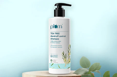 Plum Tea Tree Dandruff Control Shampoo I With Tea Tree Oil, Propanediol Caprylate & Willow Bark Extracts I For All Hair Types Dandruff Control | Sulphate Free | Paraben- Free I 100% Vegan | 250 Ml