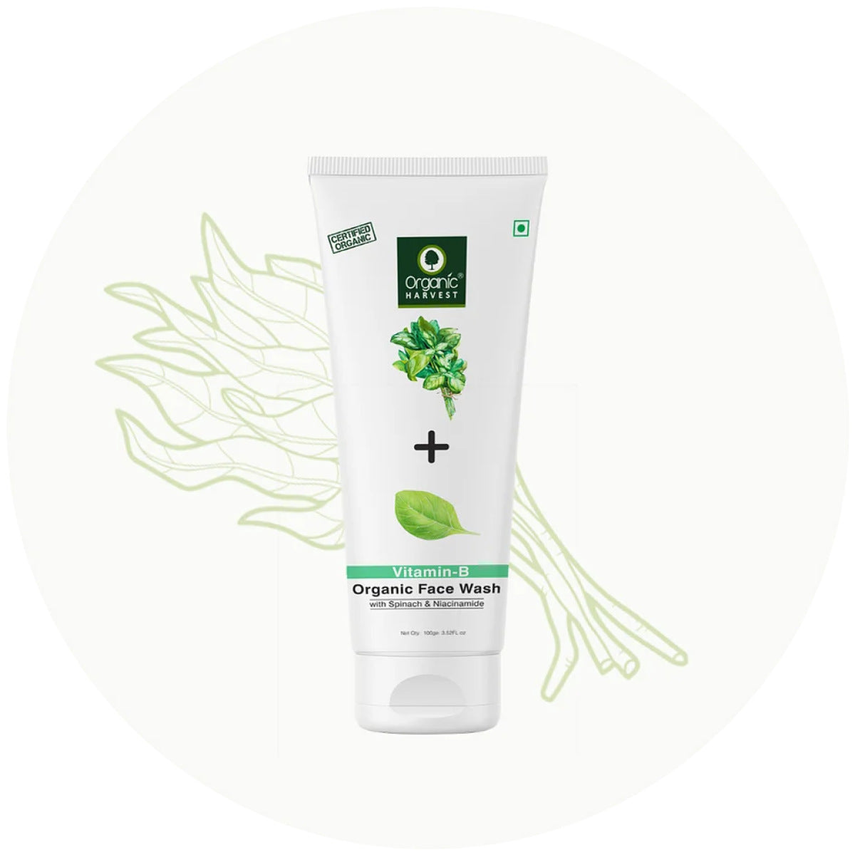 Organic Harvest Vitamin B Face Wash with Spinach & Niacinamide for Oily Skin, Fights Pimples & Painful Acne, 100% Organic 100gm