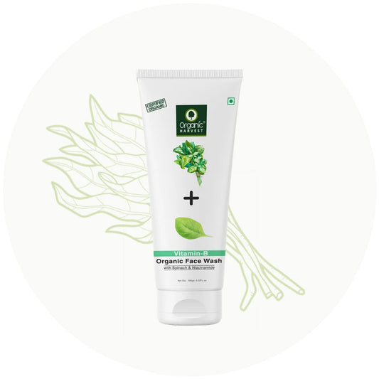 Organic Harvest Vitamin B Face Wash with Spinach & Niacinamide for Oily Skin, Fights Pimples & Painful Acne, 100% Organic 100gm